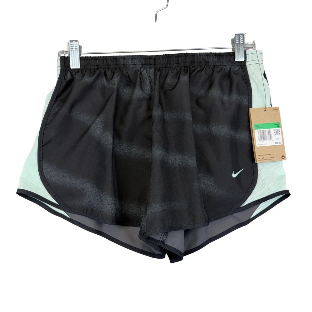 Nike Shorts Kids XL Black Green Dri-FIT Running Training 4.5" Inseam Mesh